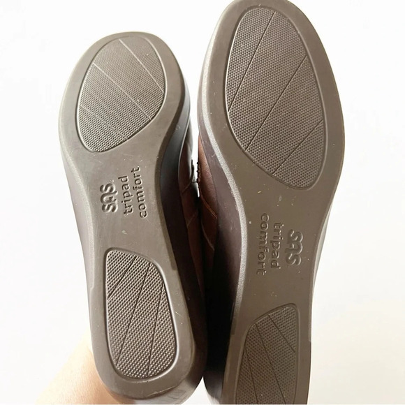 SAS Brown Leather Loafer Women’s Size 8.5 N Whipstitch Detail Comfort Orthapedic - Picture 3 of 8
